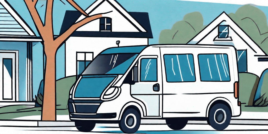 A mobile van parked in the serene neighborhood of kingwood